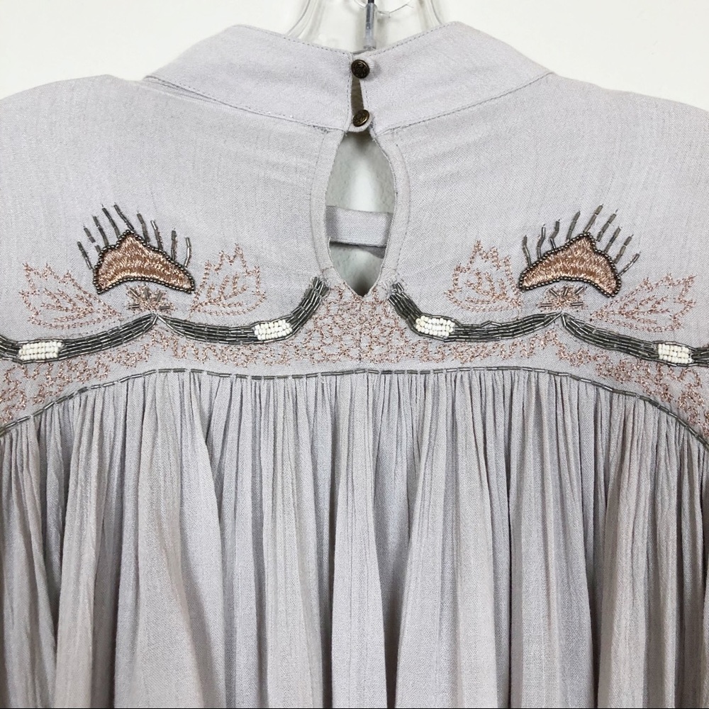 Free People Boho Embellished Oversized Flowy Top S - Picture 8 of 8